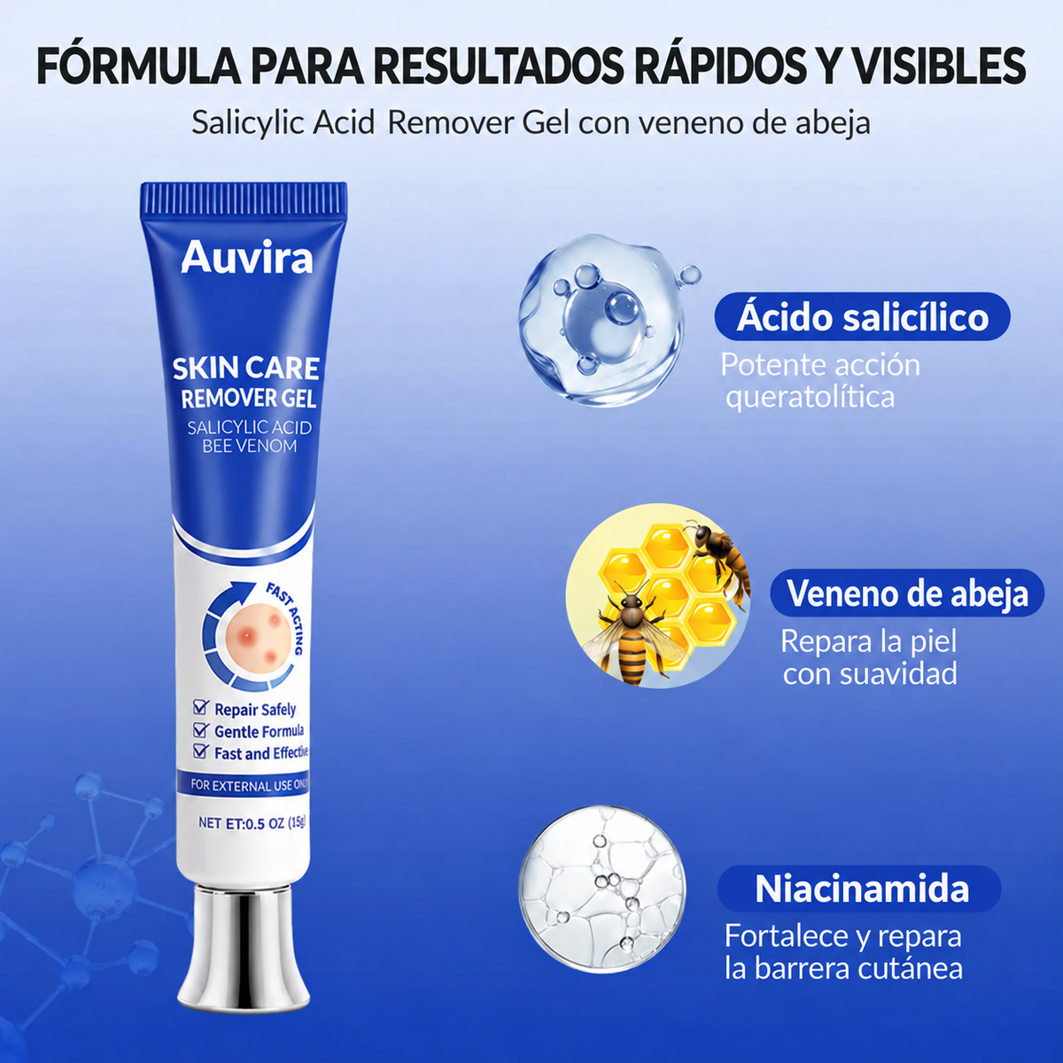 Auvira Salicylic Acid Skin Repair Gel — imagen 2 en español