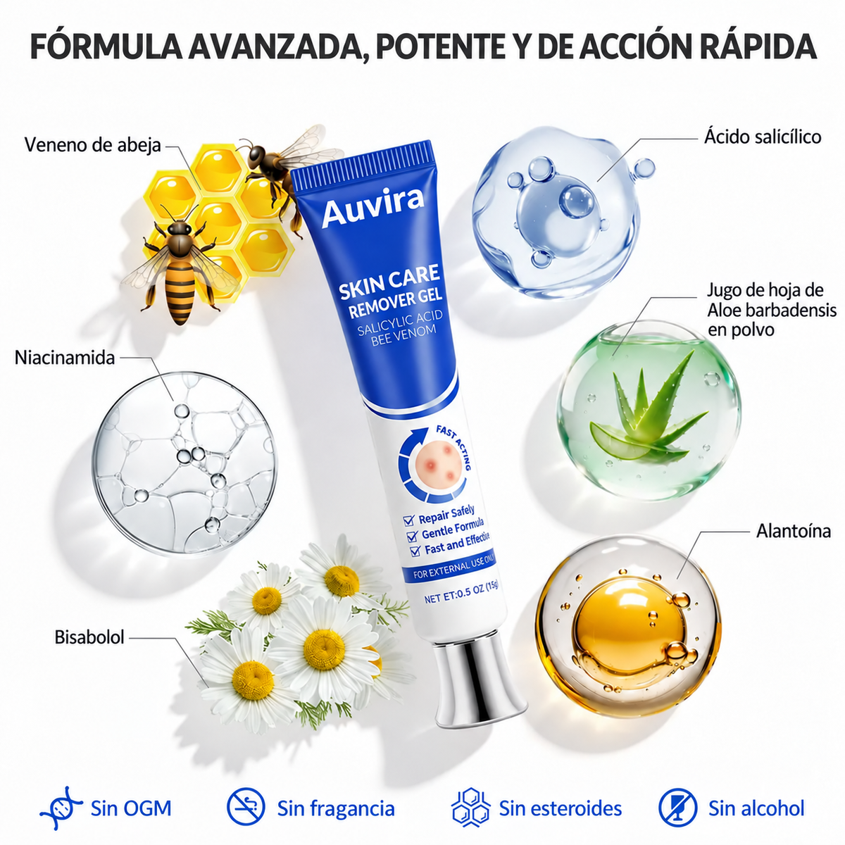 Auvira Salicylic Acid Skin Repair Gel — imagen 3 en español
