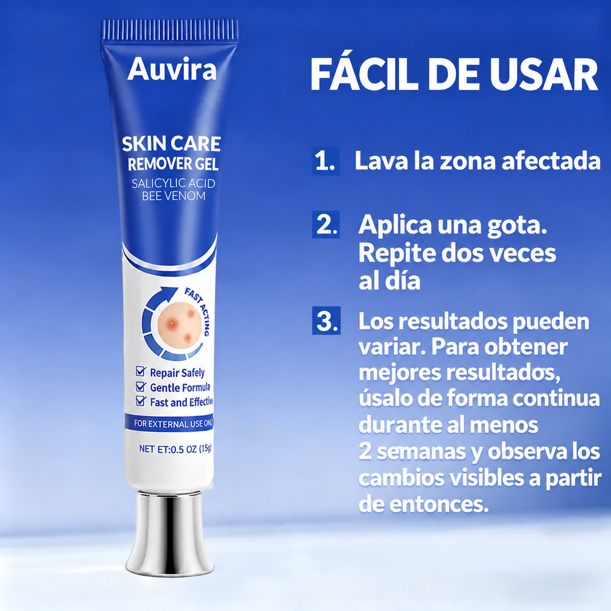 Auvira Salicylic Acid Skin Repair Gel — imagen 5 en español